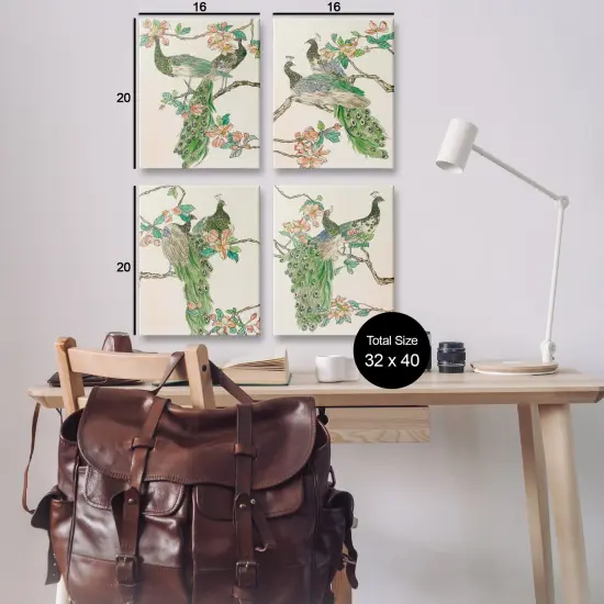 Stupell Industries Traditional Peacocks on Branches 4pc Canvas Wall Art Set Design by Melissa Wang  {3}