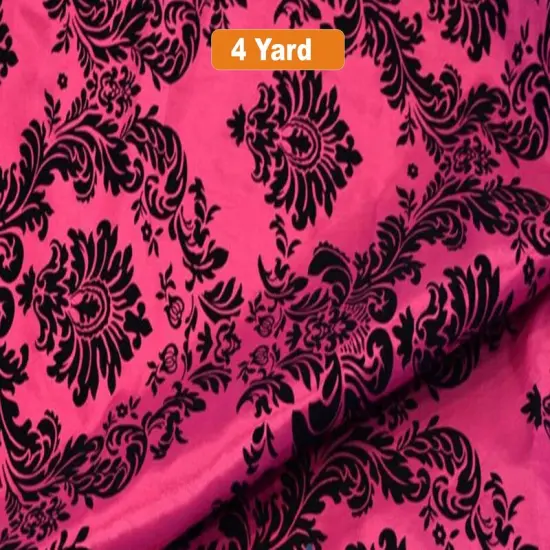 60" Wide Damask Flocking Taffeta Fabricfor Curtains Apparel and Decor Fuchsia Damask {1}