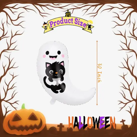 Halloween Scary Ghost with Black Cat Foil Balloons {2}