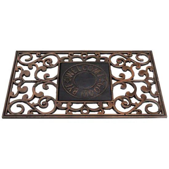 Northlight Copper and Black "Welcome and Good Bye" Doormat 30 x 18 Brown {5}