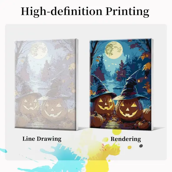 Halloween Moon Pumpkin Paint by Numbers Kit - 8x12 Inch {3}