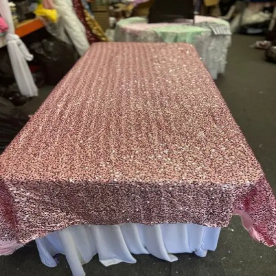 1 Yard Rectangle Sequin Taffeta Tablecloth 55 by 108 Inches Durable Polyester Fabric Lilac {3}