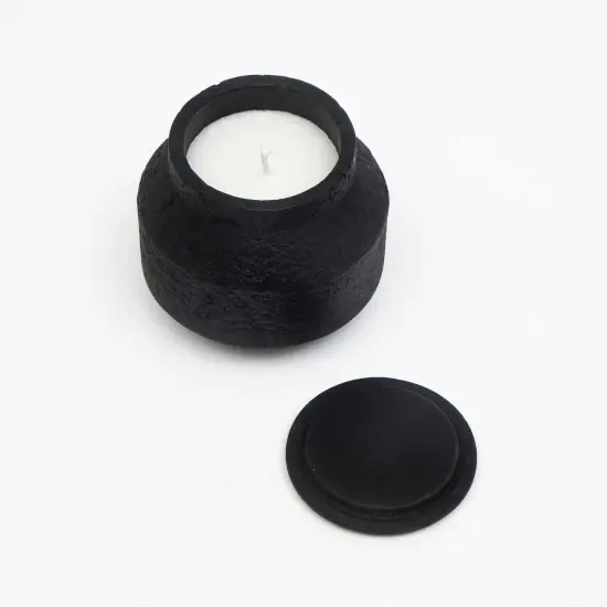 Black Ecomix Wax Fill Fragrance Jar Candle With Wooden Lid {4}