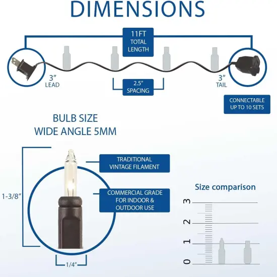 11 Feet 50 Bulbs Traditional Incandescent Mini Lights {2}