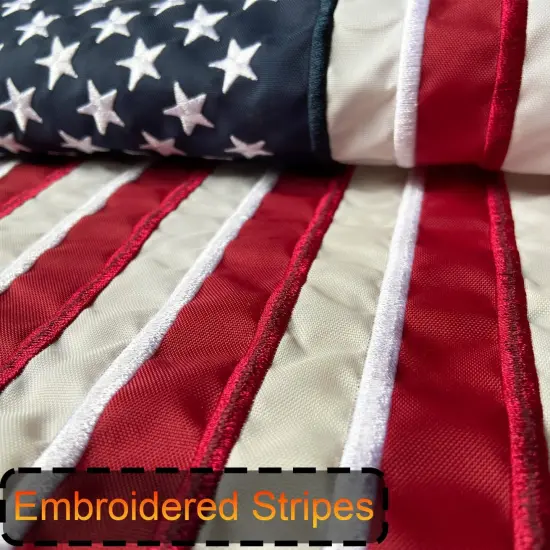 American Flag 12X18 Inches,USA Embroidered Star Stripe | 4-Ply Stitching Reinforcement | Two Brass Grommets Heavy Duty Nylon Samll US Whips Flags For Boat Marine Car Oustside Utv Atv {4}