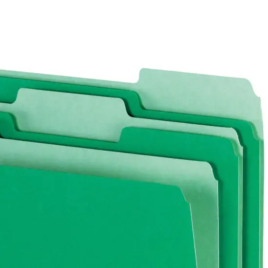 School Smart Colored File Folders, Two-Tone, Letter Size, 1/3 Cut Tabs, Green, Pack of 100 {4}