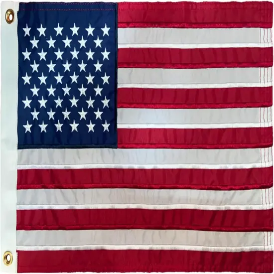 American Flag 12X18 Inches,USA Embroidered Star Stripe | 4-Ply Stitching Reinforcement | Two Brass Grommets Heavy Duty Nylon Samll US Whips Flags For Boat Marine Car Oustside Utv Atv {1}