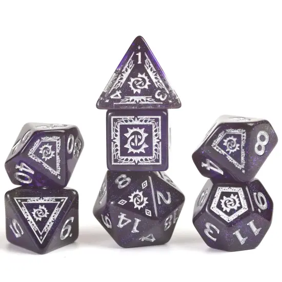 Dungeons & Dragons: D&D Adventure Dice: Warlock - Purple - 16pc RPG Set, Class Symbols, Roleplaying Game Accessory, Sirius Dice, Officially Licensed {5}