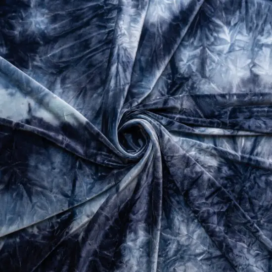 Renegade Tie Dyed Stretch Velvet Fabric Aqua {1}