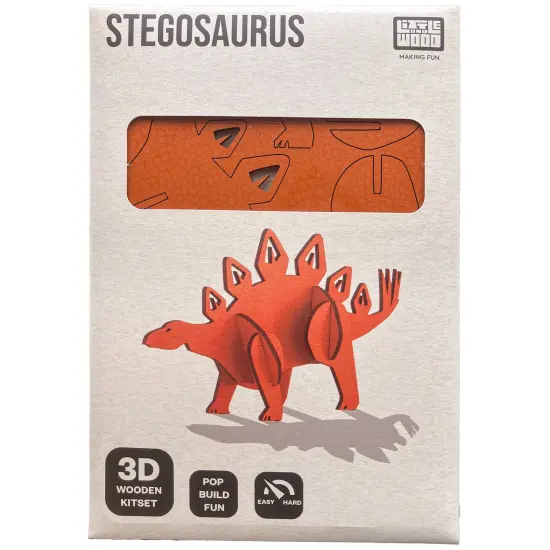 Little & Wood: Woodlet: Medium - Stegosaurus - Orange, 3D Wooden Kit-Set, Jurassic Dinosaur Puzzle, Easy Assembly Model, Pop Build Fun, Ages 6+ {4}