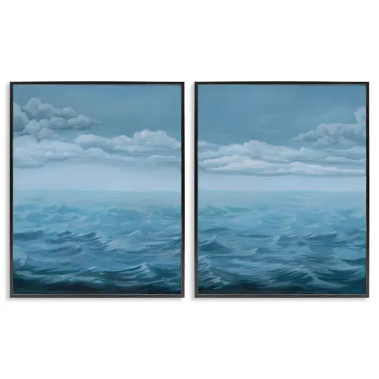 Stupell Industries Clouds over Rough Sea Waves 2pc Framed Giclee Wall Art Set Design by Grace Popp  {1}