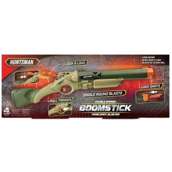 Lanard Huntsman: Combo Pack - Scout & Boomstick - Beige & Green - 2 Toy Blasters, Foam Darts, Double Barrel, Indoor-Outdoor, Shooter Bundle, Kids 6+ {6}