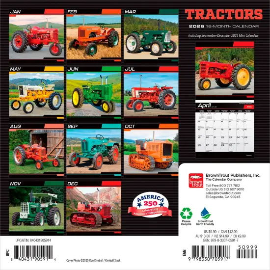Tractors | 2026 7 x 14 Inch (Hanging) Monthly Mini Wall Calendar {2}