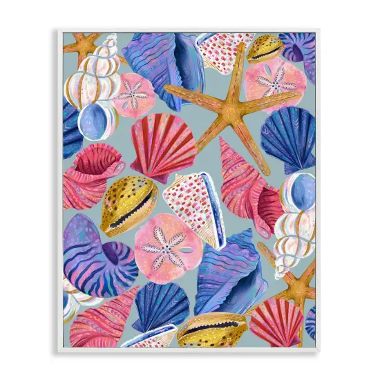 Stupell Industries Bright Seashells Assortment Framed Giclee Wall Art Design by Arrolynn Weiderhold {1}