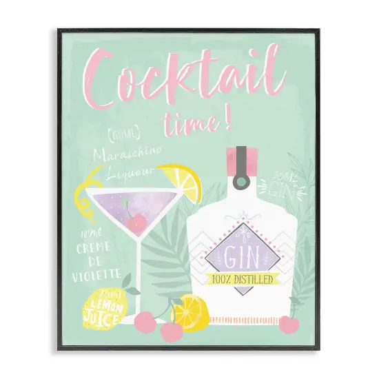 Stupell Industries Cocktail Time with Recipe Framed Giclee Wall Art Design by Angela Nickeas {1}