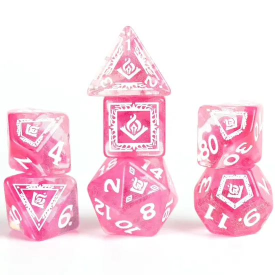 Dungeons & Dragons: D&D Adventure Dice: Wizard - Fuchsia - 16pc RPG Set, Class Symbols, Roleplaying Game Accessory, Sirius Dice, Officially Licensed {5}
