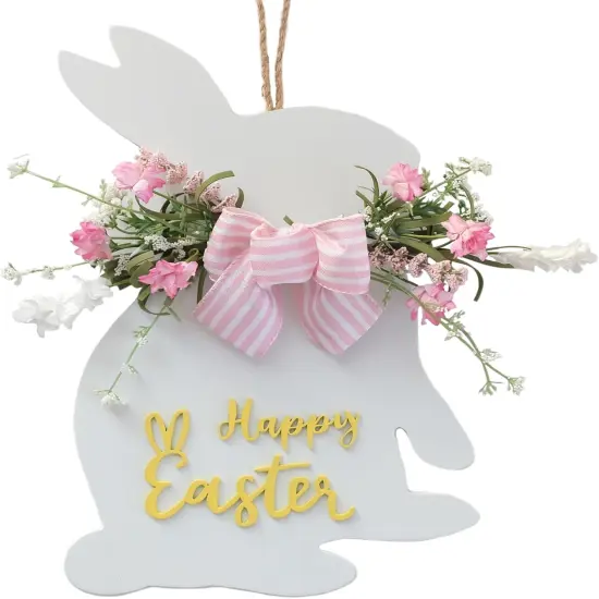 18" Easter Bunny Wreath &ndash; Spring Front Door & Farmhouse Decor {1}