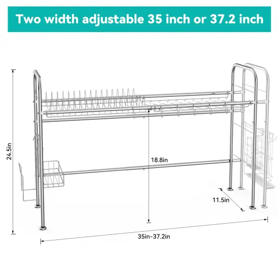 Over The Sink Dish Drying Rack Stainless Steel Kitchen Organizer Cutlery Drainer {2}