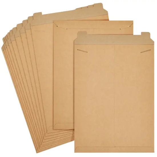 25-Pack Brown Rigid Mailers That Stay Flat 13x18, Bulk Kraft Paper Sturdy Cardboard Envelopes, 450 GSM for Shipping Photos, Packing Documents, Gift Cards, CDs, Art Prints {7}