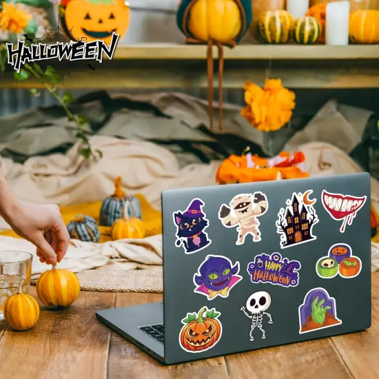 100 PCS Pumpkin Bat Spider Stickers - Halloween Stickers {4}