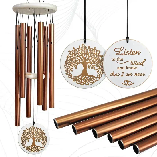 Wind Chimes for Outside,33" Engraved Tree of Life Memorial Sympathy Gifts Wind Chimes for Loss of Loved One,Gifts for Mother/Father,Wind Chimes Outdoor for Home Yard Garden Decor(Copper) {1}