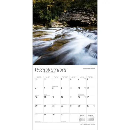 North Carolina Wild & Scenic | 2026 12 x 24 Inch (Hanging) Monthly Square Wall Calendar | Plastic-Free {4}