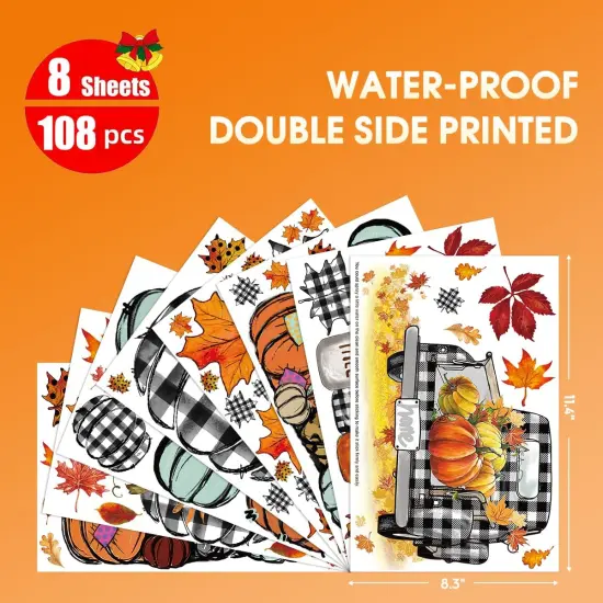 108 PCS Fall Window Cling Sticker {4}