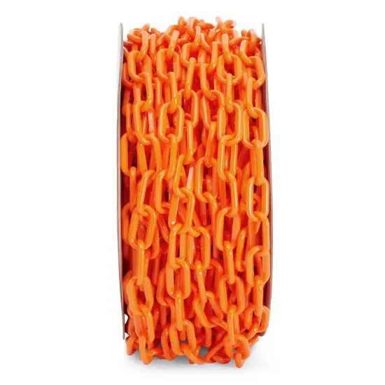 100 Foot Orange Plastic Chain Safety Barrier for Crowd Control, Queue Line, Concerts, Parking (1.5-Inch Links) {4}