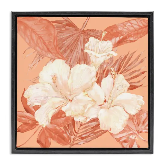 Stupell Industries Hibiscus & Palm Bundle Floater Framed Canvas Wall Art Design by Paul Brent {1}
