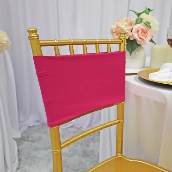 10 Pieces Fuchsia Spandex Chair Bands 7 x 13 Inches {2}