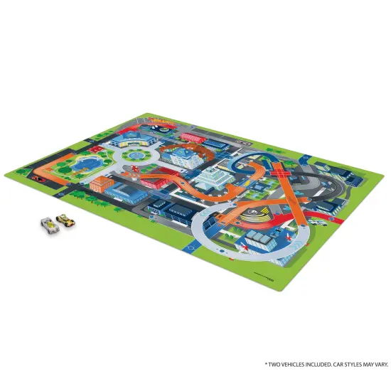 Imaginmat: Jumbo - Hot Wheels - Floor Playmat & 2 Toy Cars, 47 x 61", 2 Character Vehicles, Durable EVA Foam Mat, Portable, Licensed, Kids Ages 3+ {3}