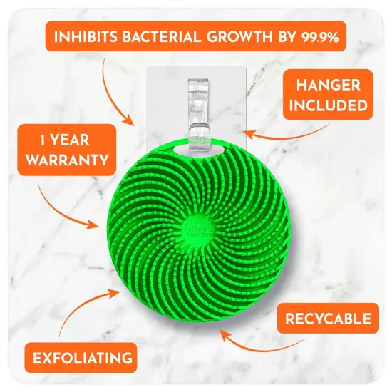 Swirl Scrubber: Antimicrobial Silicone Body Scrubber - Green - Shower Hanger & Sticker, Lymphatic Support, Deep Exfoliation-Cleansing, Family Hygiene {4}