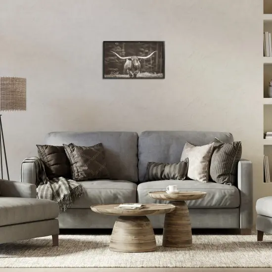 Stupell Industries Longhorn Among Flowers Framed Giclee Wall Art Design by Nathan Larson {2}