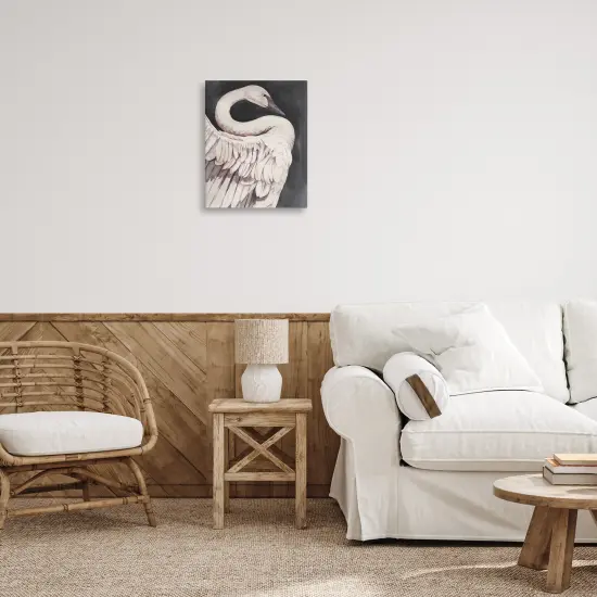 Stupell Industries Swan Portrait on Grey Canvas Wall Art Design by Grace Popp  {2}
