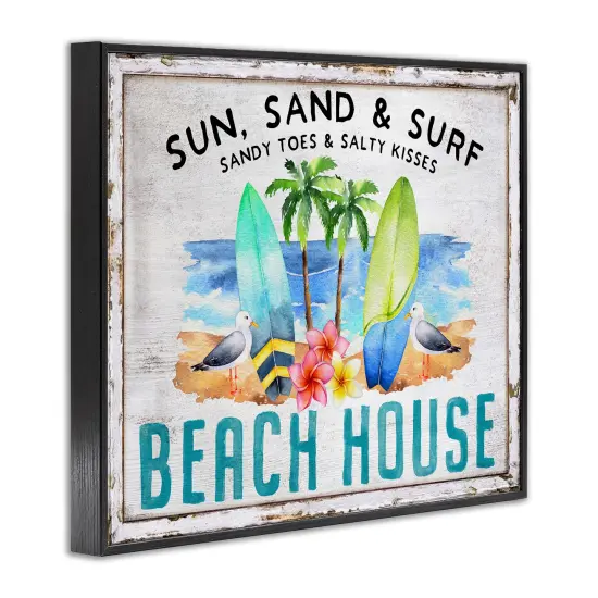 Stupell Industries Vintage Sun Sand & Surf Framed Giclee Wall Art Design by Creatif Belle {3}