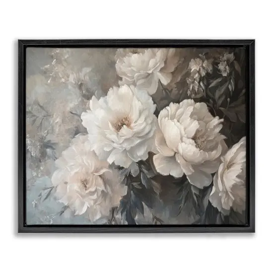Stupell Industries White Florals Vintage Floater Framed Canvas Wall Art Design by Petal Prints Design {1}