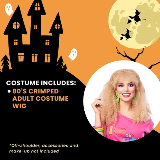 80's Crimped Adult Costume Wig | Blonde {5}