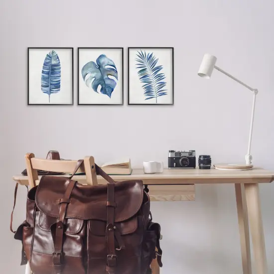 Stupell Industries Vintage Tropical Leaves 3pc Framed Giclee Wall Art Set Design by Hannah Dawson {2}