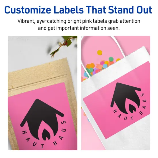 Avery Bright Pink Paper Labels, 5" x 7" Rectangle {3}