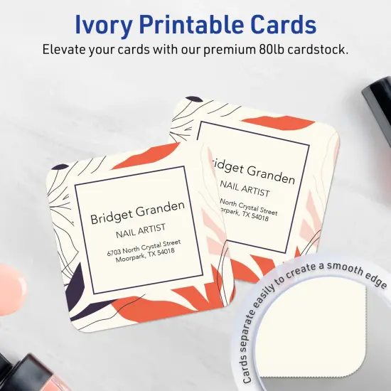 Avery Matte Ivory Square Cards, 3" x 3" Square Rounded Corners {2}
