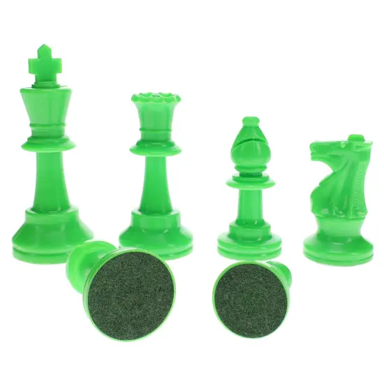 WE Games Color Bright Plastic Staunton Tournament Chess Pieces with 3.75 in. King - Half Chess Set of Chess Pieces Only, Neon Green {2}
