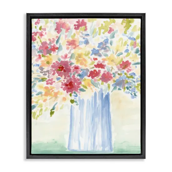 Stupell Industries Soft Blossoms Bouquet Floater Framed Canvas Wall Art Design by June Erica Vess  {1}