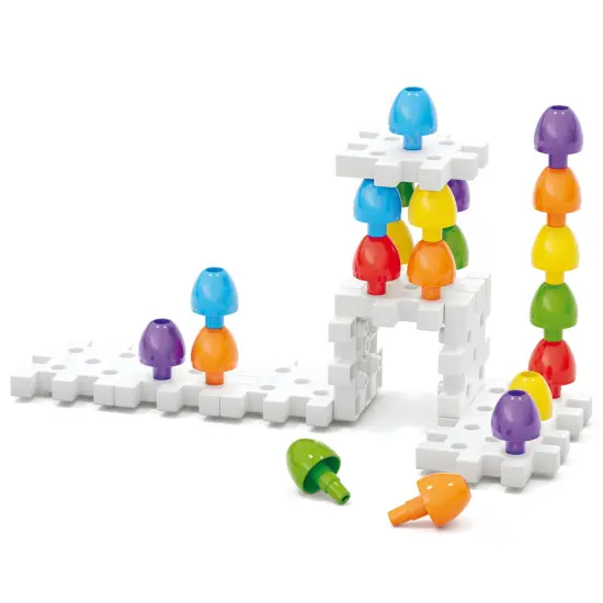 Quercetti: Jumbo Peggy - Creative Pegs Stacking & Color Matching Toy, Illustrated Cards & 9 Linking Boards, Animal & Nature Scenes, Toddler & Kids 2+ {4}