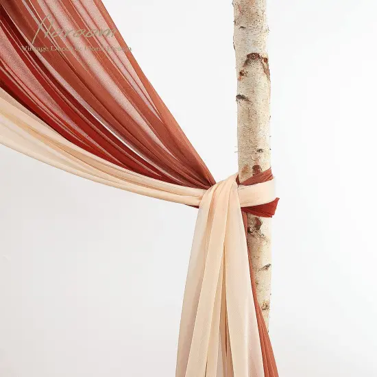 Wedding Arch Draping Fabric 3 Panels 20Ft Chiffon Fabric Drapes Arbor Drapery Wedding Ceremony Reception Swag Decorations (Terracotta +Coral Peach +Peach) {3}