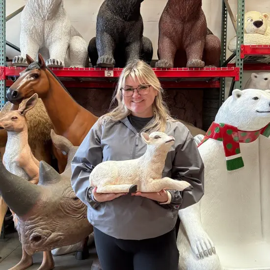 Baby Goat Laying Life Size Statue {3}