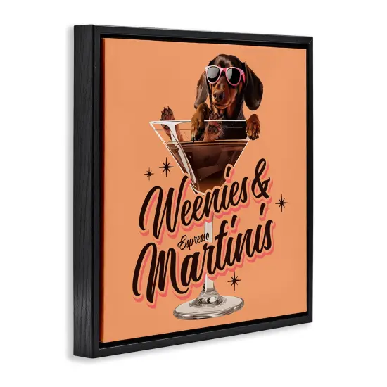 Stupell Industries Weenie's & Espresso Martinis Floater Framed Canvas Wall Art Design by Jim Baldwin {3}