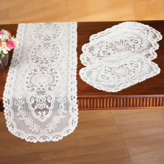 Collections Etc Kitchen Table Lace Runner & Placemats - 5 pc {1}