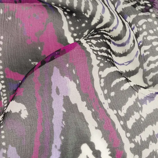 1 Yard Purple Pink Black Abstract Silk Chiffon Fabric Silk Lightweight Sheer 45 Inch Width {3}