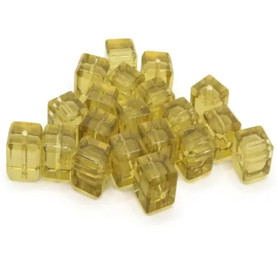 20 10mm Light Brown Glass Cube Beads {2}