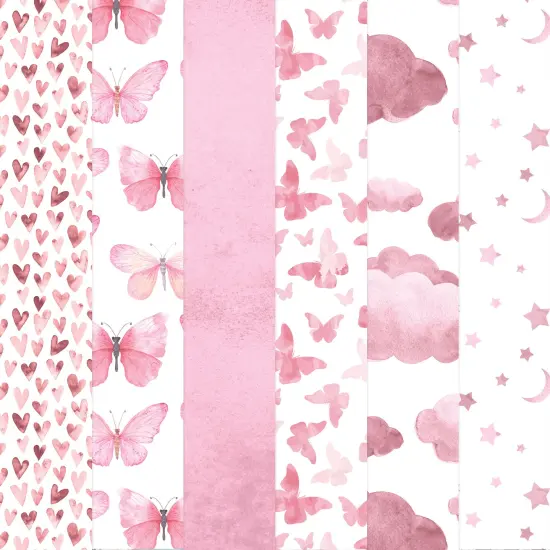 PINK COLORWAYS PATTERN II 12 X12 SCRAPBOOK PAPER SET {1}